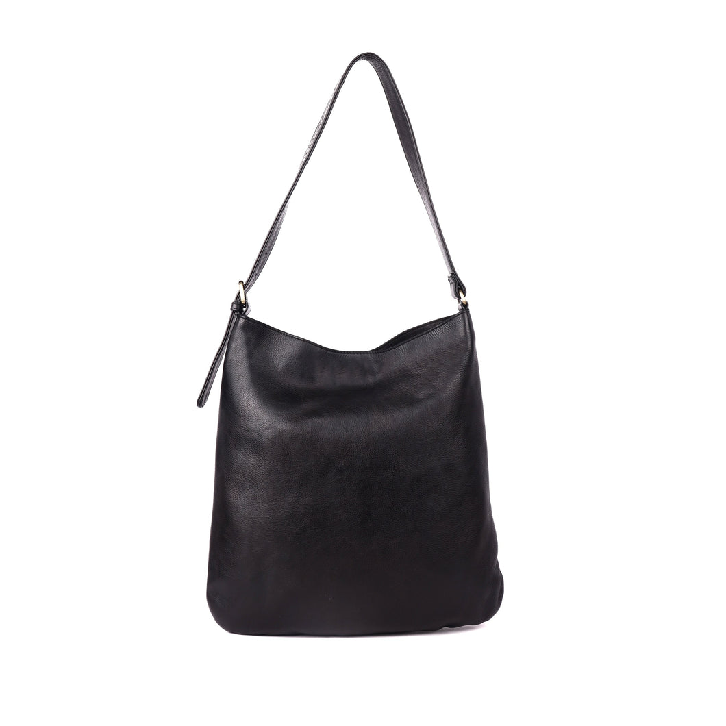 rugged Hide Ladies Leather Bucket Bag black