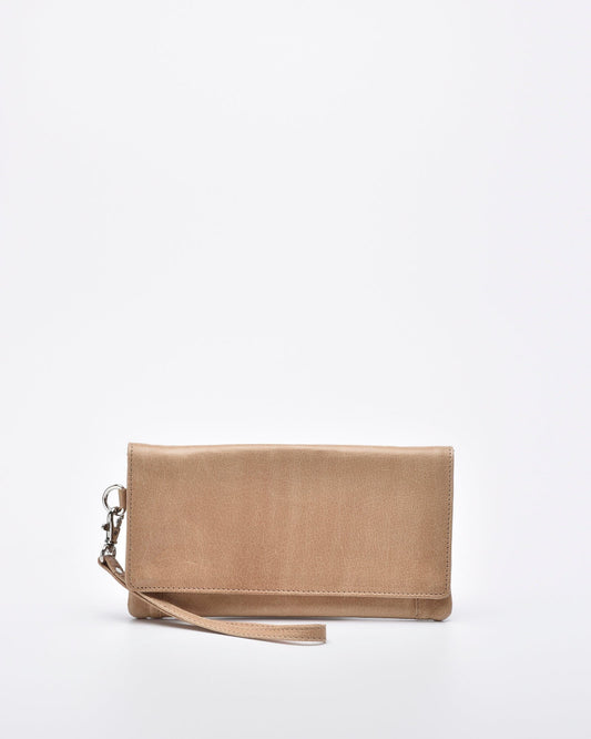 Wodonga Soft Leather Fold Over Wallet With Wristlet