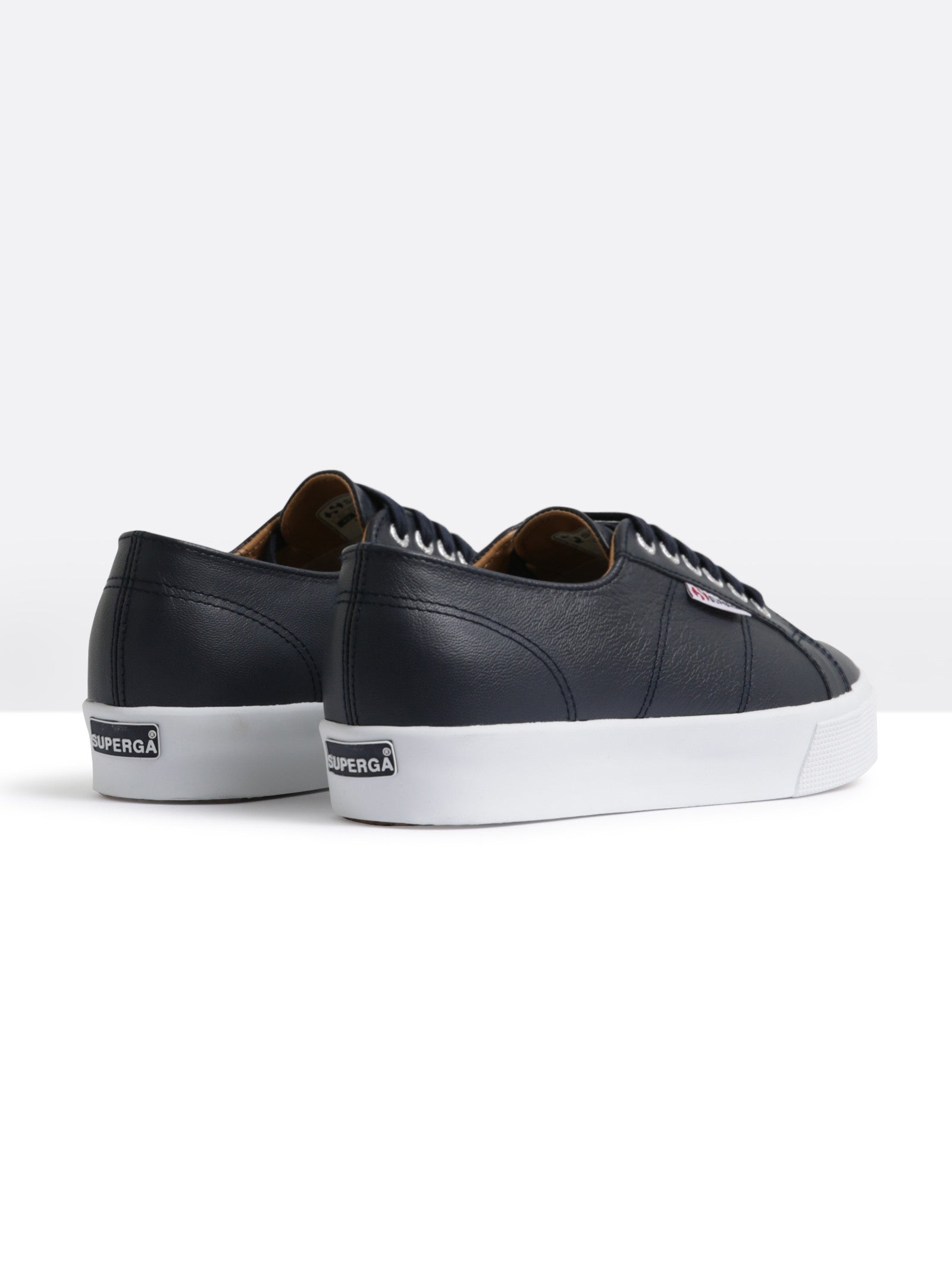 Leather Flatform Shoe By Superga Navy