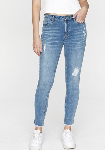 Shop Saint Rose Lucia Jeans Mid wash Ripped, Buy Denim Lucia Jeans, Blue Denim Lucia Skinny Jeans, Lucia Denim Skinny Jeans Saint Rose, Blue Skinny Leg Jeans Saint Rose Stockists, Saint Rose Jeans Stockists, Saint Rose Stockists 