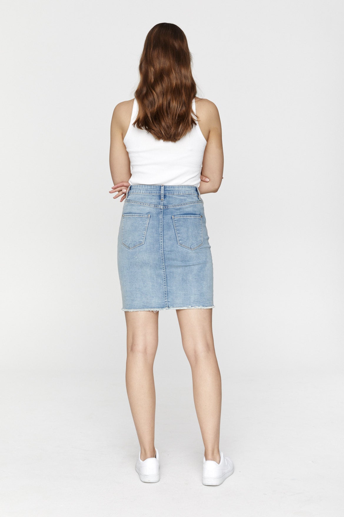 Shop Saint Rose Clothing online, Buy Saint Rose Blair Denim Skirt, Blair Button up Denim Skirt, Blair Skirt Saint Rose Clothing Slockists