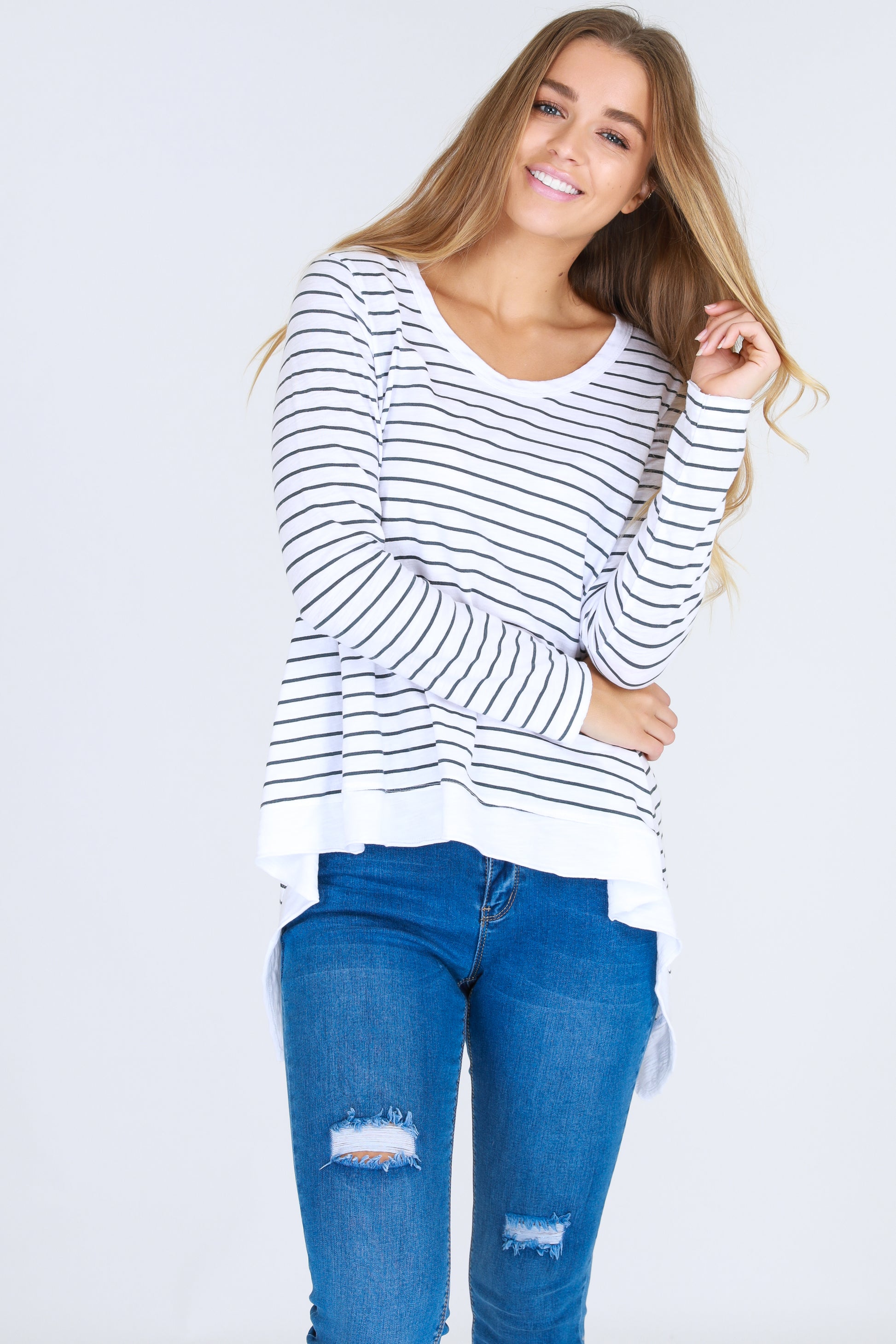 Basic State Long Sleeve Willow Tee - Stripe - Basic State