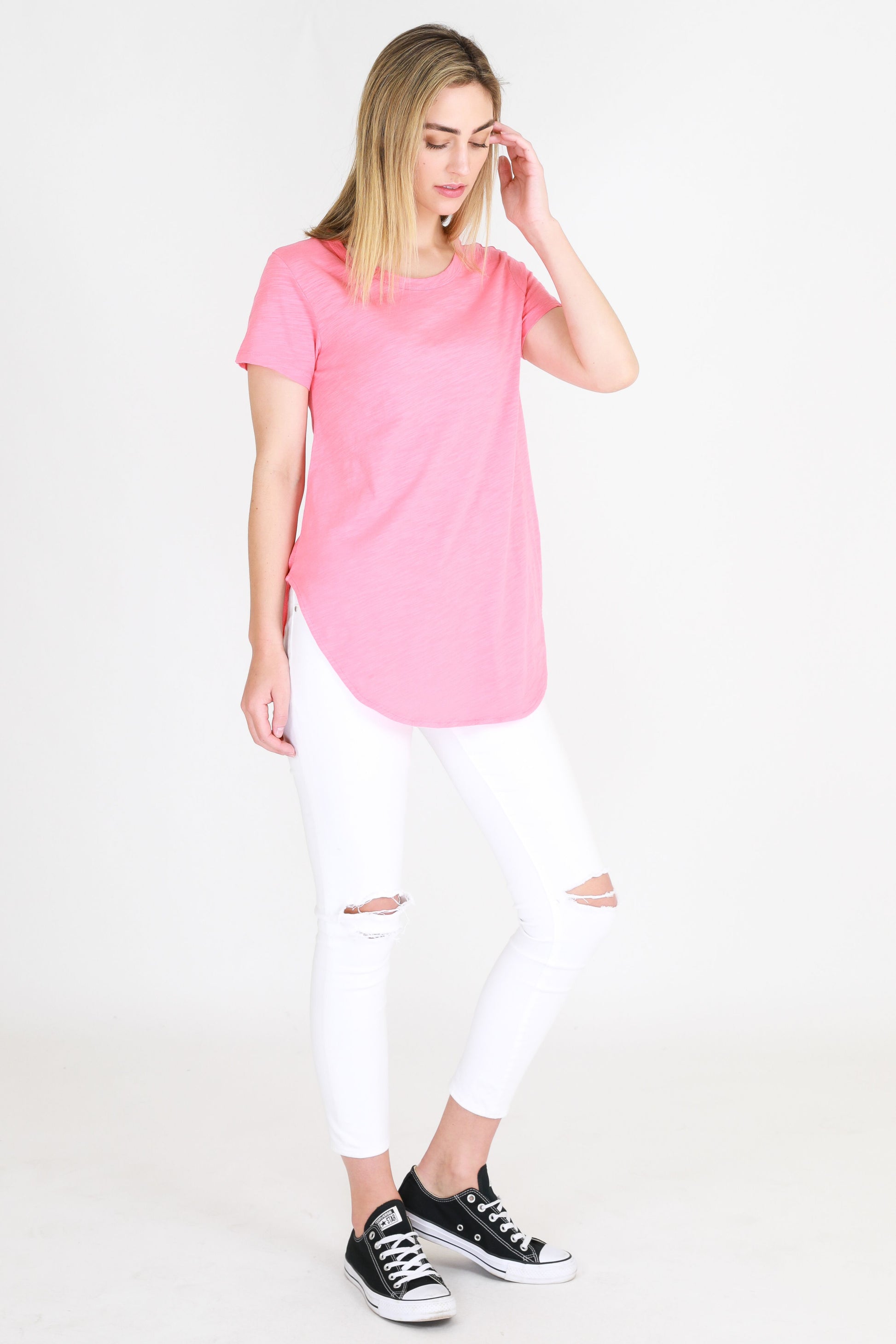 3RD STORY ELWOOD TSHIRT ELWOOD TEE IN WATERMELON HOT PINK TEE - BASIC STATE AUSTRALIA