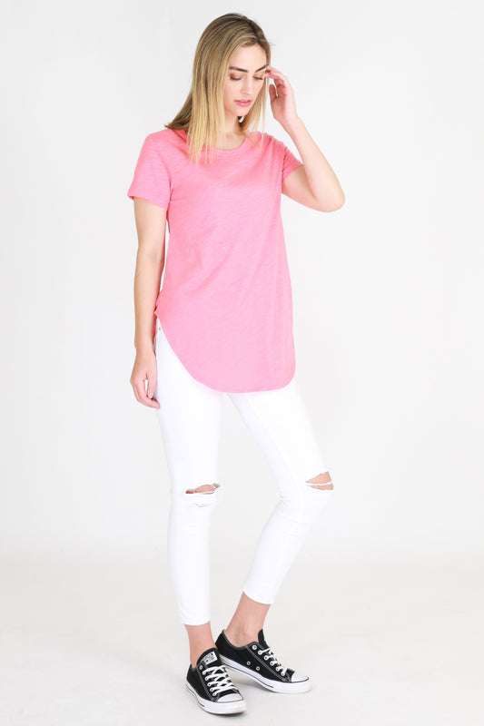 3RD STORY ELWOOD TSHIRT ELWOOD TEE IN WATERMELON HOT PINK TEE - BASIC STATE AUSTRALIA