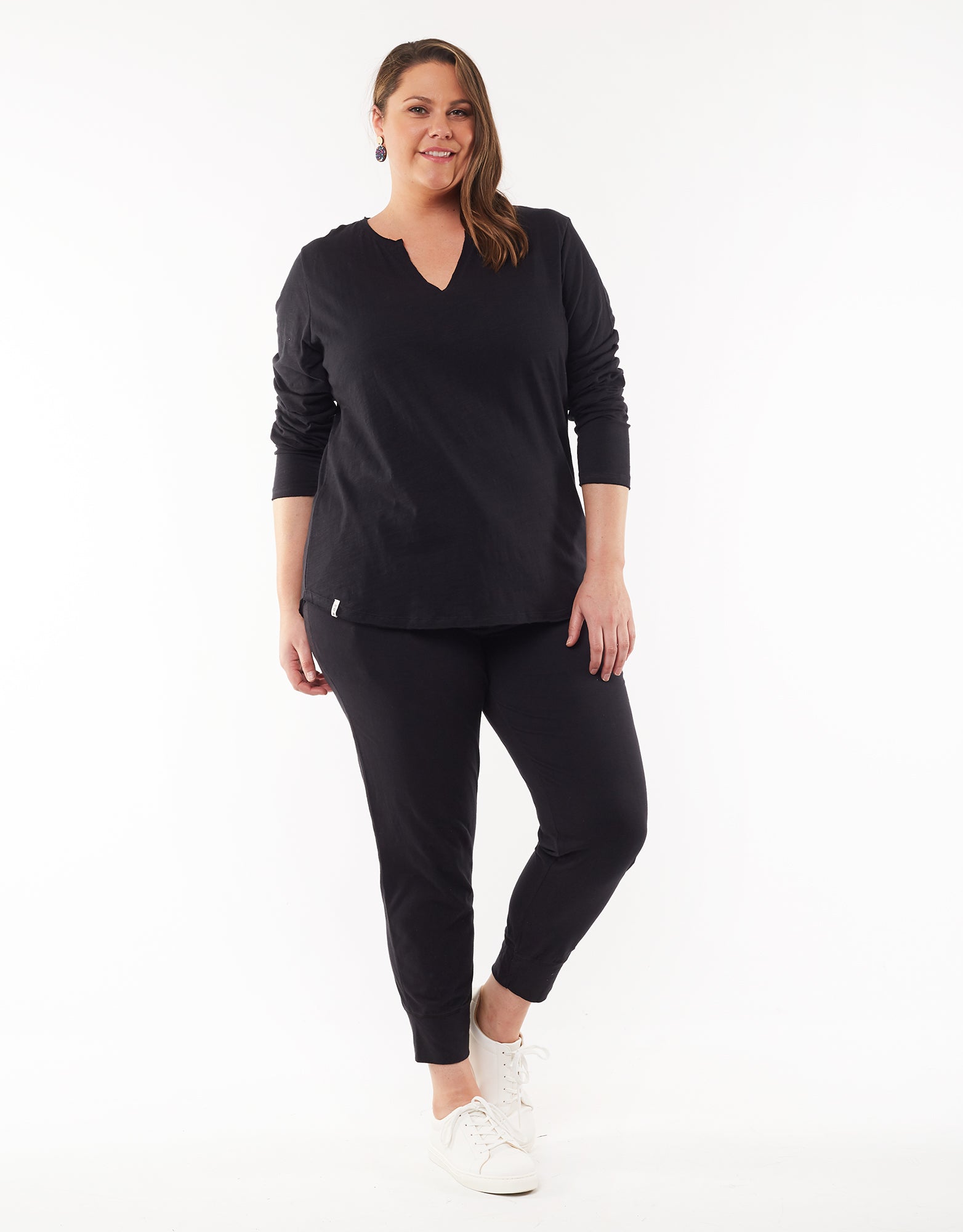 Shop Elm Coles Bay Long Sleeve Tee online Shop Elm Coles Bay Henley Black Basic State Elm Clothing Stockists