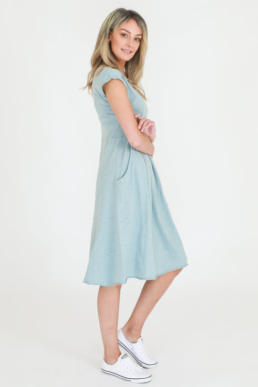 3rd Story Evelyn Dress - Duck egg- Basic State Shop 3rd Story Evelyn Dress, Buy 3rd Story Dress with pockets, Shop 3rd Story clothing online