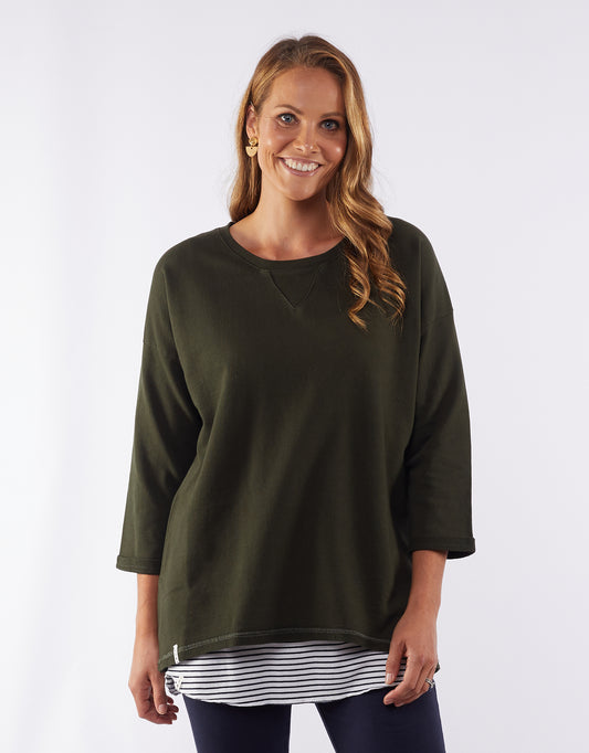 SHOP ELM ALICE JUMPER ONLINE, SHOP ELM KHAKI ALICE CREW, ELM ALICE CREW IN KHAKI, ELM CLOTHING PLUS SIZE