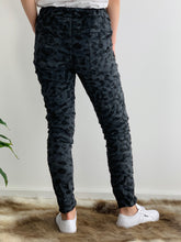 Amici Leopard Print Pull up Joggers - Basic State Amici made in Italy Stockist - Dark Grey Leopard Print