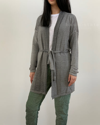 Open Washed Cardigan - Smoke