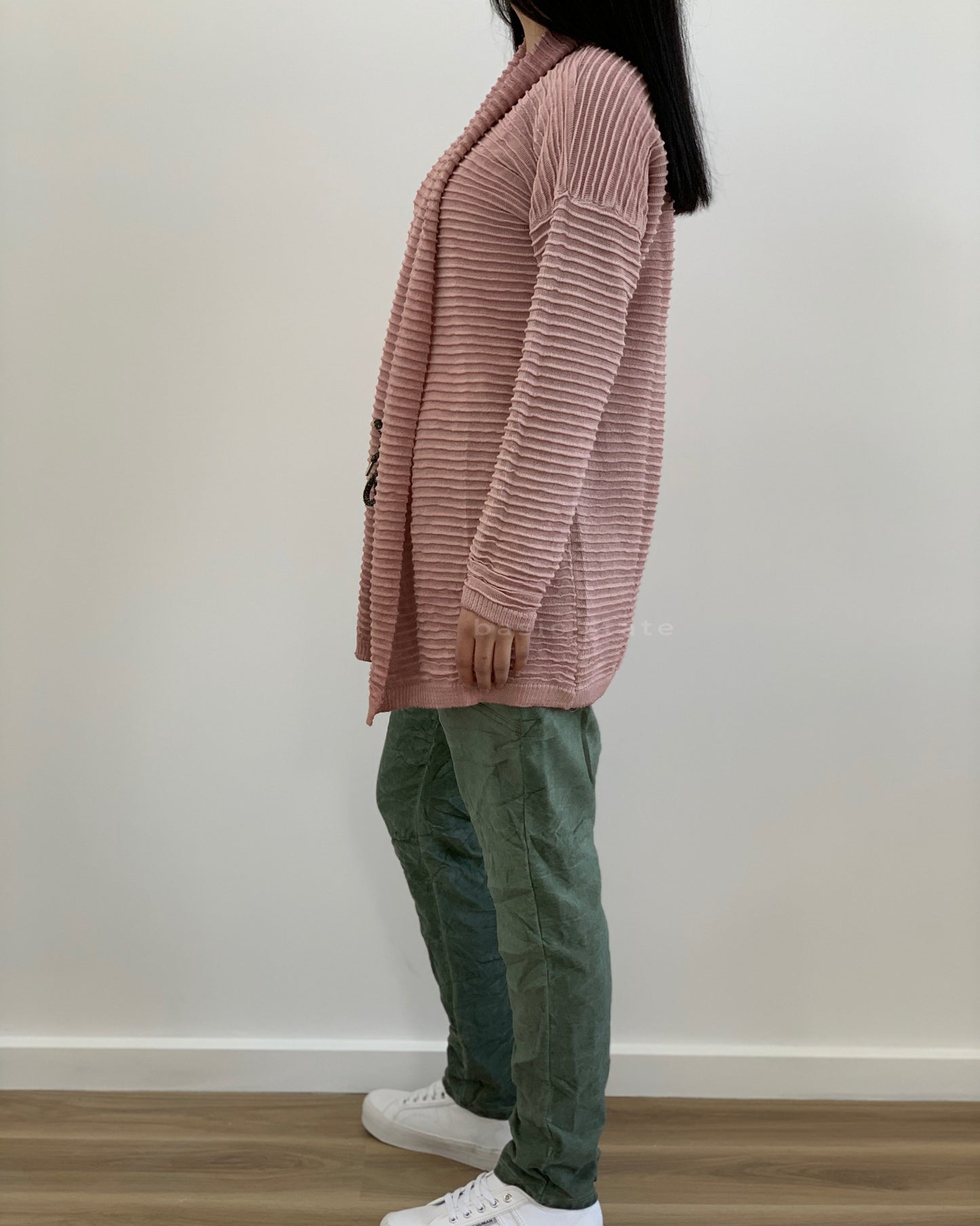 Open Washed Cardigan - Rose