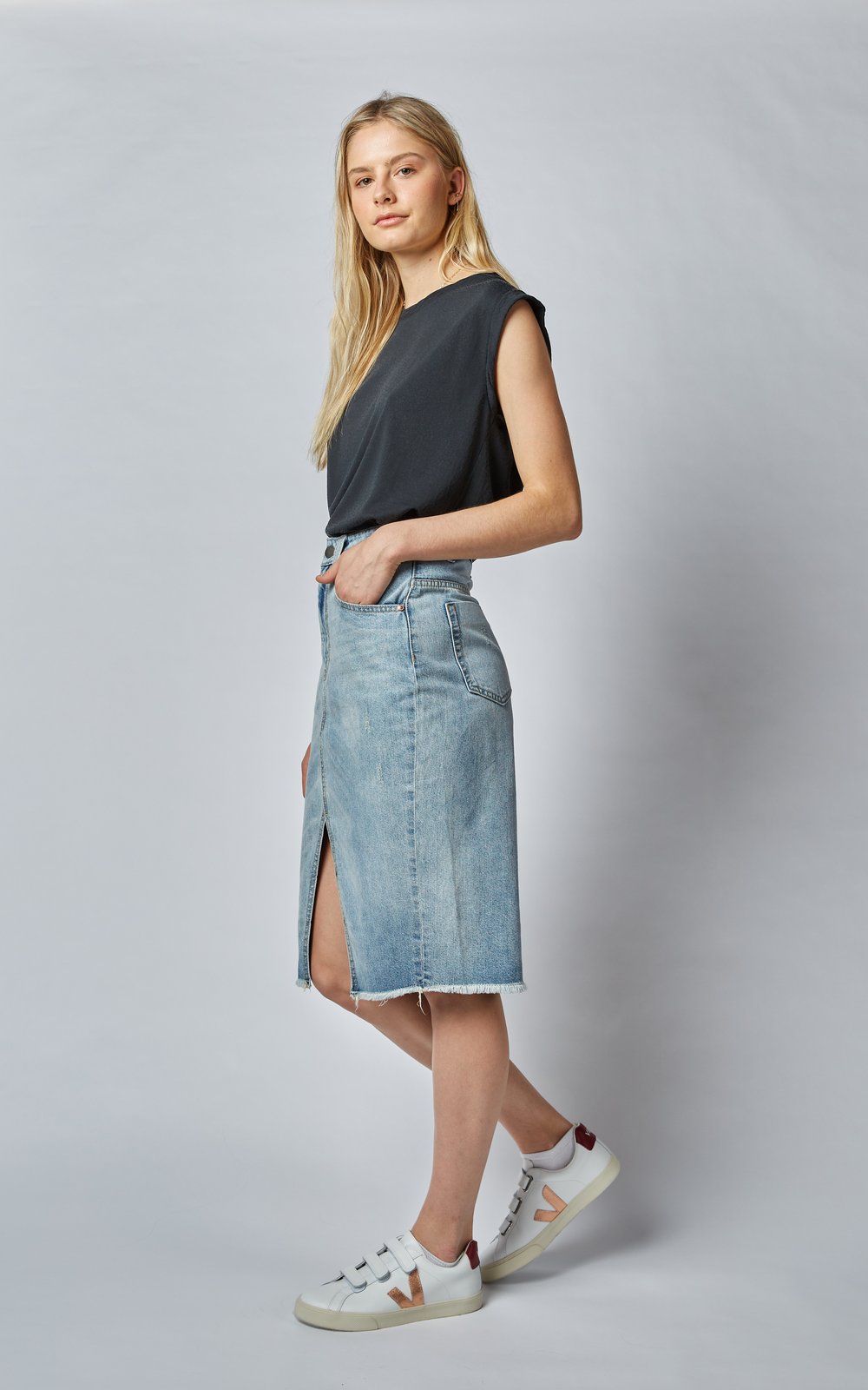 Worn High Denim Revival Skirt