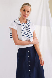 Lulu Organic Linen || Portofino Linen Skirt - French Navy