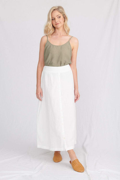 Lulu Organic Linen || Portofino Linen Skirt - White