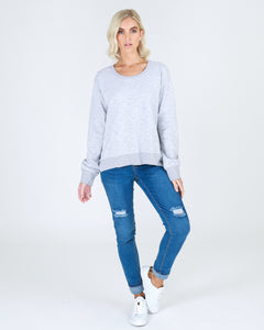 Basic State 3rd Story Ulverstone Sweater in Grey Marle Basic State 3rd Story Stockist - Basic State 3rd Story Ulverstone Jumper Ulverstone Sweater - Light Grey MArle