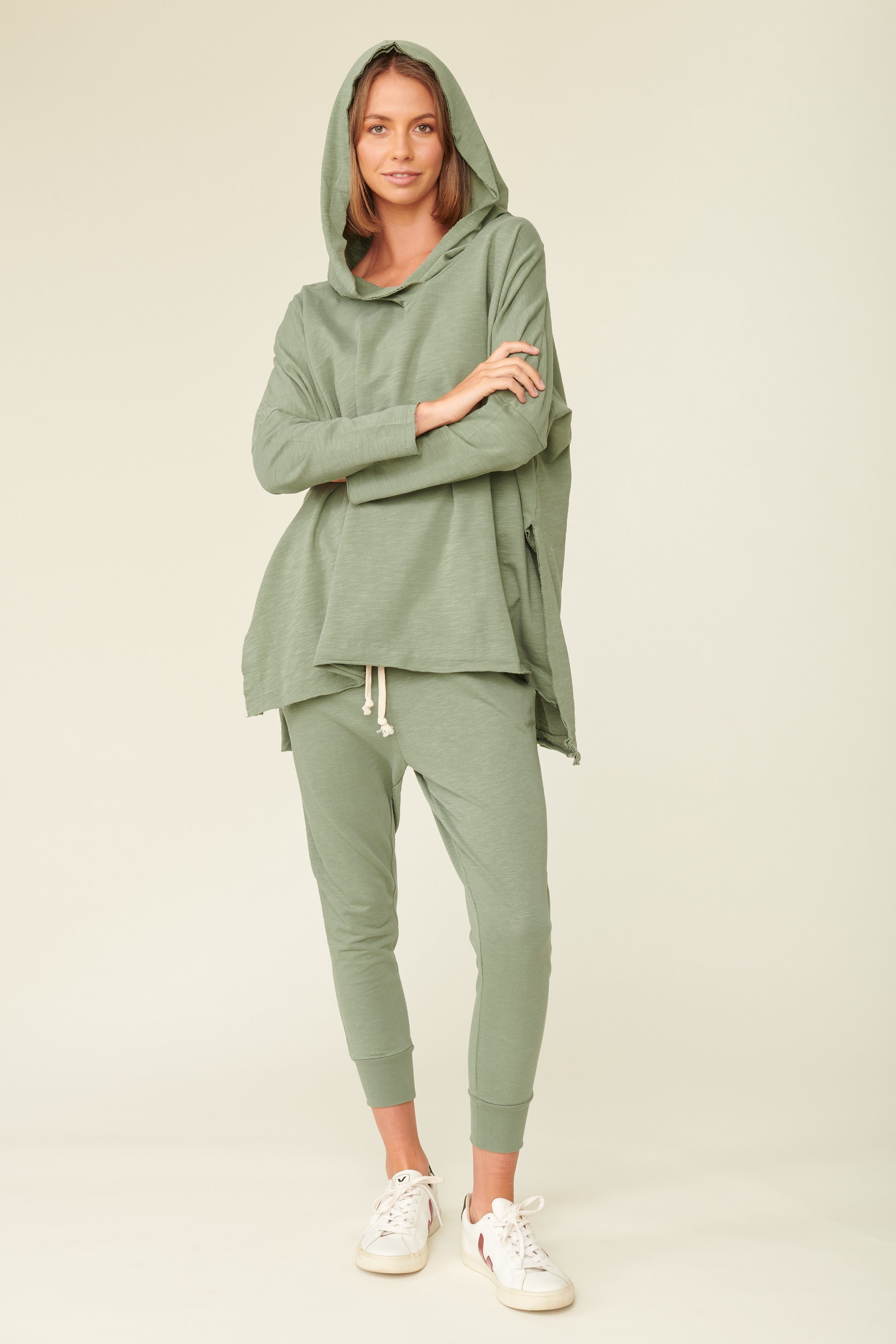 Buy Norwich Hoodie Throw Over Buy Lulu Organic Essentials Norwich Hooded Throw Sweater Buy Norwich Jumper Lulu Organic Essentials Australian Stockist Norwich Hoodie Khaki