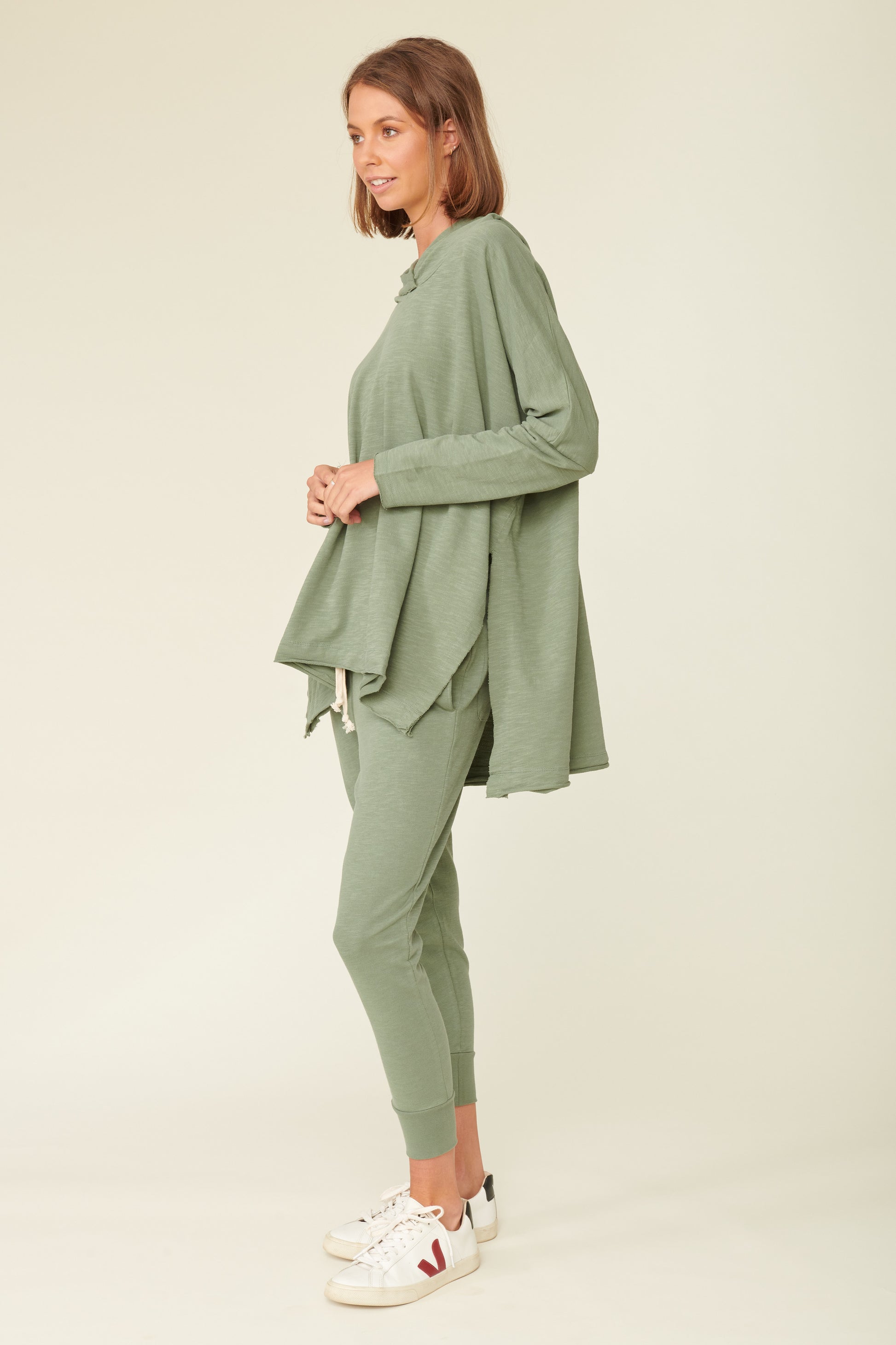 Buy Norwich Hoodie Throw Over Buy Lulu Organic Essentials Norwich Hooded Throw Sweater Buy Norwich Jumper Lulu Organic Essentials Australian Stockist Norwich Hoodie Khaki