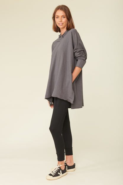 Buy Lulu Organic Essentials Norwich Hooded Throw Over Stone Buy Norwich Hooded Throw Over Black Basic State Lulu organic essentials stockist