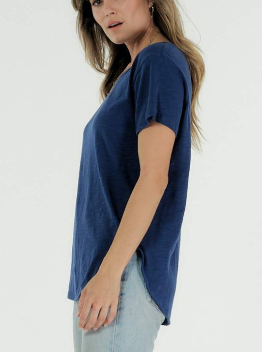 Cle Charlotte Indigo Blue  Tshirt Cle Organic Cotton Charlotte Tee Cle Organic Label Stockist Cle Pure Cotton Organic Cotton Stockist Basic State Australia Charlotte Tee Cle Organic Clothing Cle Clothing Australian Stockist Cle Clothing Stockist Cle Clothing Cle Charlotte Tshirt Basic State Stockist
