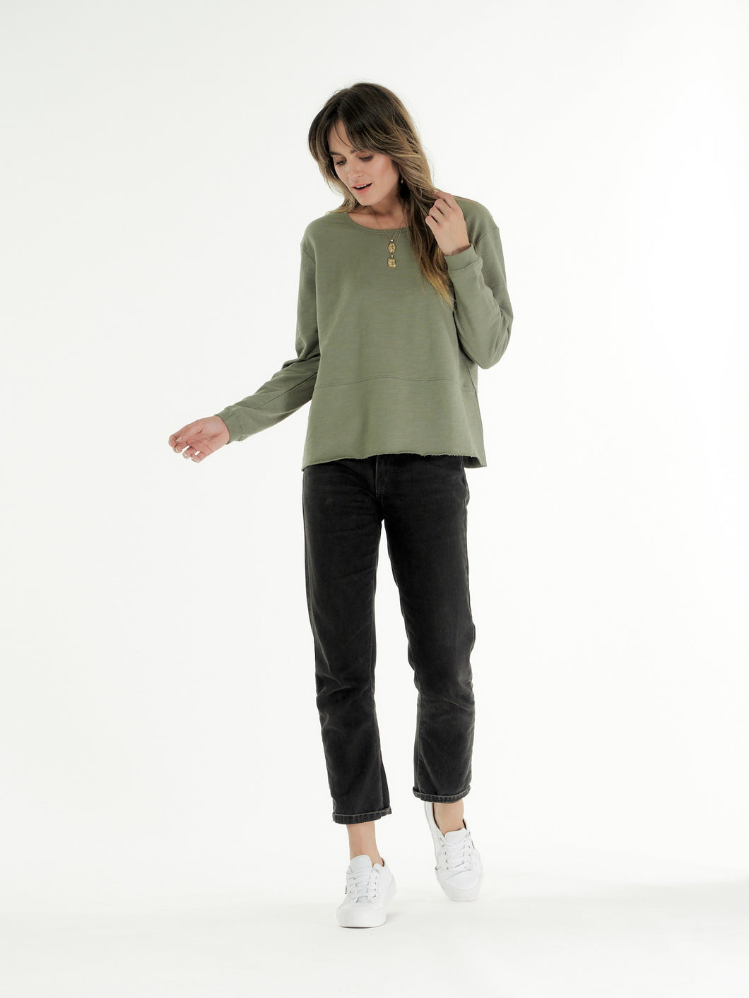 Cle Margo Jumper Khaki Cle Margot Sweater Basic State Cle Stockist