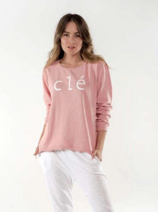 Cle Organic Clothing Logo Sweater - Rose Pink - Basic State Cle Organic Clothing Australian Stockist