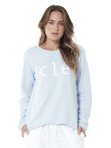 Cle Organic clothing - Ice Blue Logo Jumper - Basic State Cle Stockist