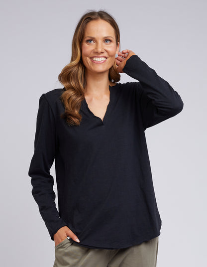 Shop Elm Coles Bay Long Sleeve Tee online Shop Elm Coles Bay Henley Black Basic State Elm Clothing Stockists