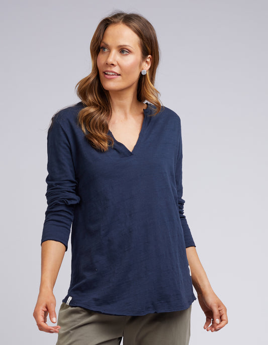 BUY ELM COLES BAY V NECK TOP NAVY IN PLUS SIZES, SHOP ELM EMBRACE  ONLINE, BUY ELM COLES BAY TOP NAVY