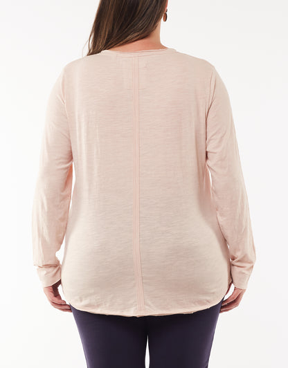 Shop Elm Embrace clothing online, Shop Elm Clothing sale, Shop Elm Coles Bay V neck long sleeve top, Elm Clothing online stockists, Long Sleeve Elm v neck top pink