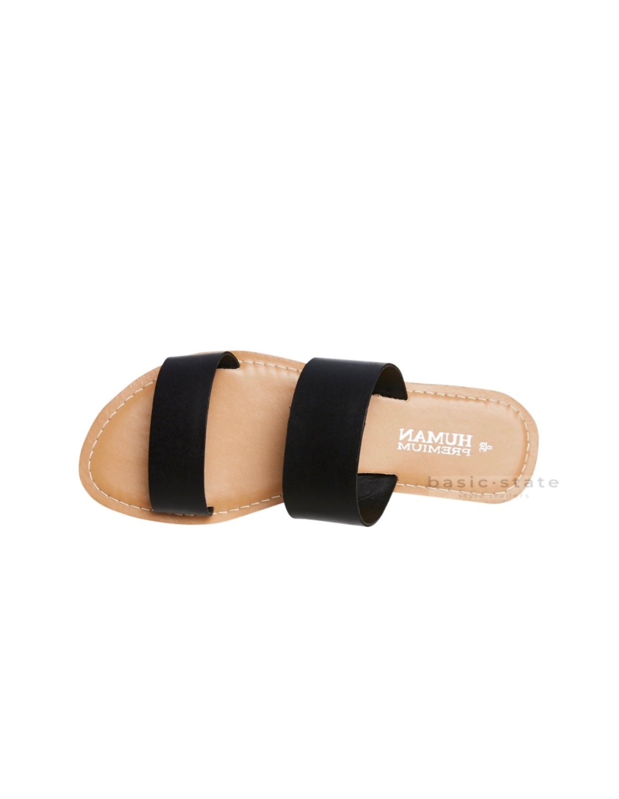 Buy Dakota Double Strap Leather Slides - black Leather Slides with a double strap - Basic State Australia