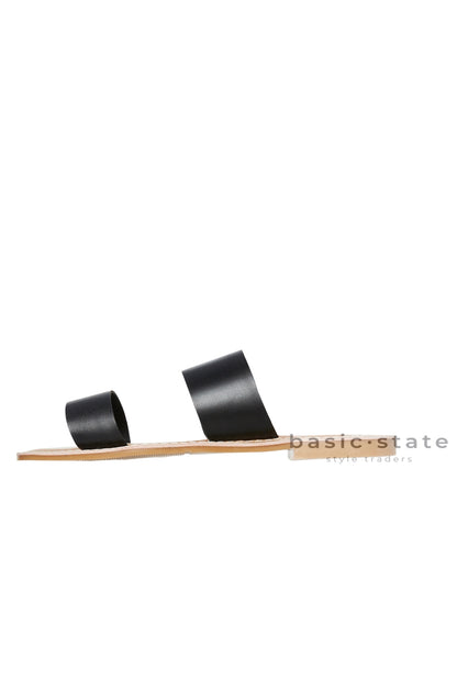 Buy Dakota Double Strap Leather Slides - black Leather Slides with a double strap - Basic State Australia