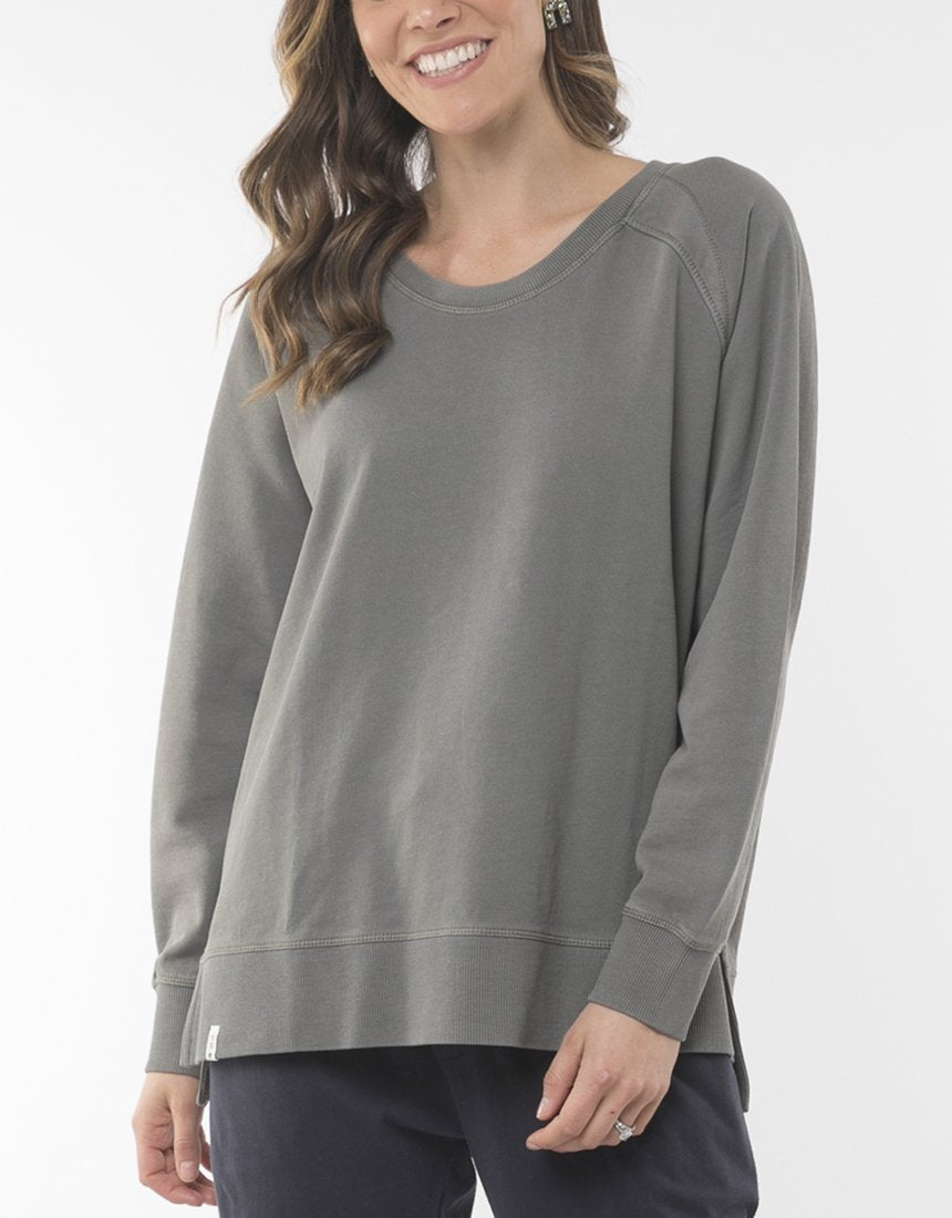 Buy Elm Plus Size sydney crew Khaki Buy Elm Fundamental Sydney Crew Washed Olive - Elm Clothing Stockist Australia