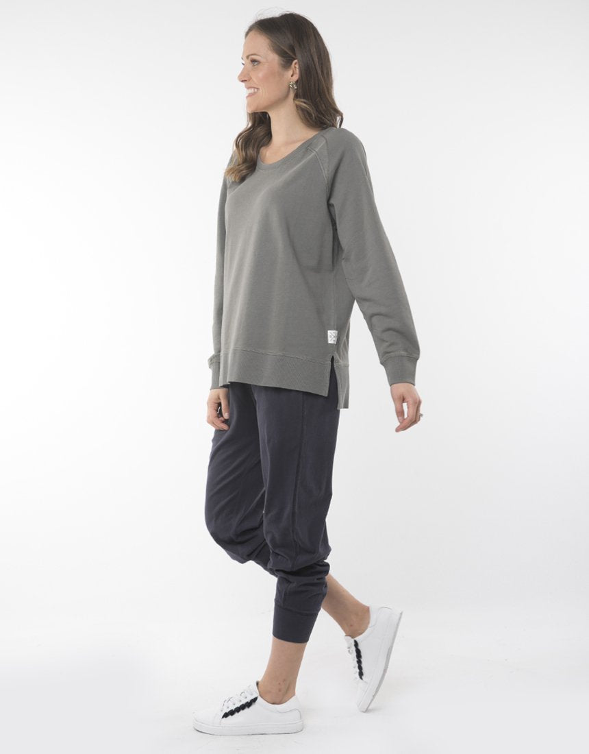 Buy Elm Plus Size sydney crew Khaki Buy Elm Fundamental Sydney Crew Washed Olive - Elm Clothing Stockist Australia