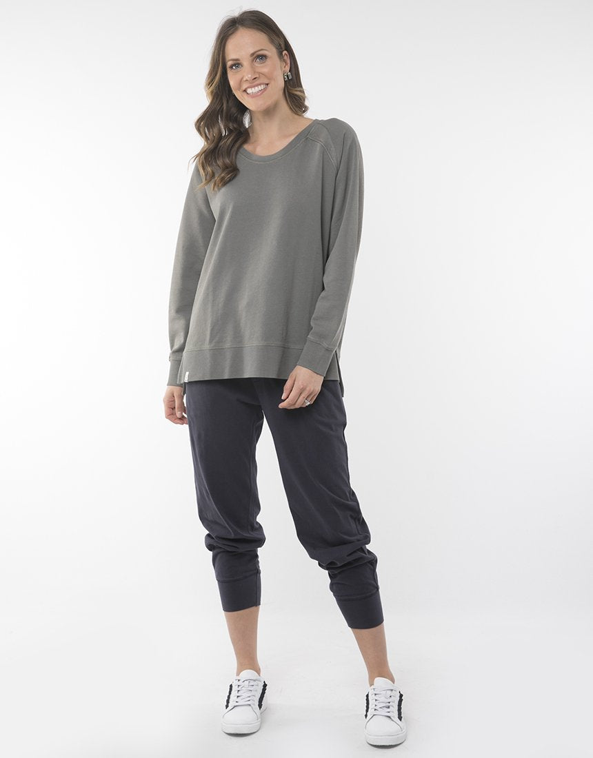 Buy Elm Plus Size sydney crew Khaki Buy Elm Fundamental Sydney Crew Washed Olive - Elm Clothing Stockist Australia