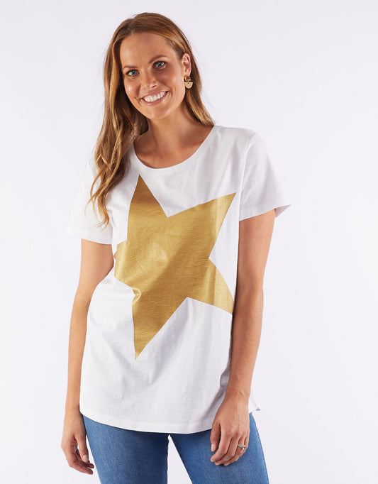 Elm Super Star Tee - Gold - Basic State Elm Stockist Elm Melbourne Stockist Elm Australian Stockist Elm Sydney Stockist Elm Brisbane Stockist Elm Australian Stockist Elm Gold Star Tee Elm Gold Super Star Tee