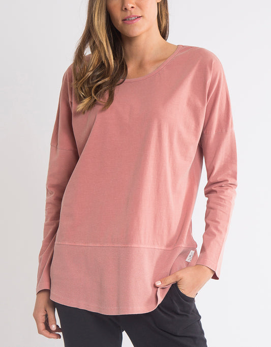 Elm Fundamental Long Sleeve Rib Tee - Dusty Pink - Basic State 