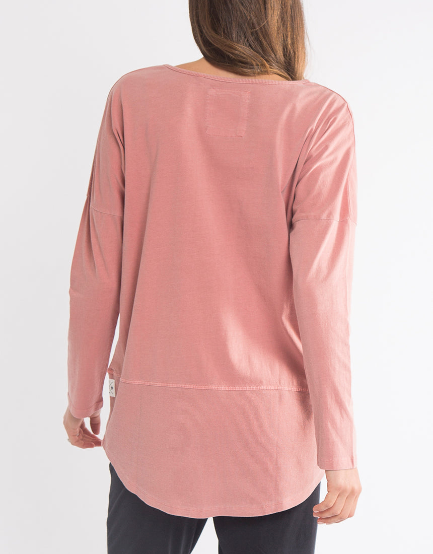 Elm Fundamental Long Sleeve Rib Tshirt - Blush Pink Elm Long Sleeve Rib Tee Basic State Elm Fundamental Rib Long Sleeve Tee Stockist Elm Australian stockist