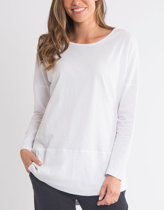 Shop Elm Fundamentals Long Sleeve Rib Tee in White - Elm Plus Size Long Sleeve Rib Tee - - Basic State Australia 