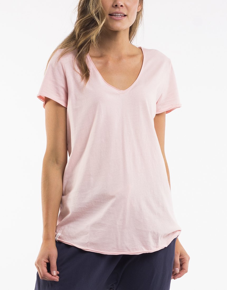Elm Fundamentals V Neck Tshirt - Elm lifestyle clothing v neck tee pink - Basic State