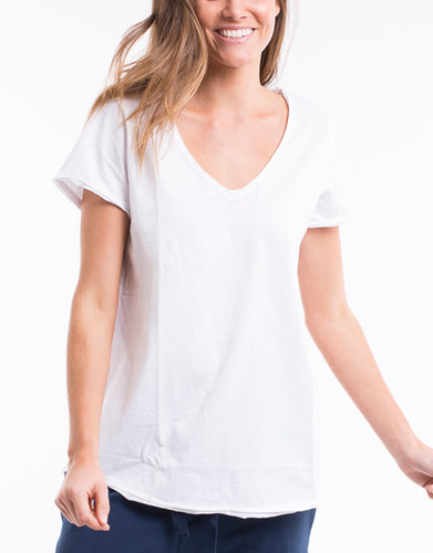 Shop Elm Fundamental V Neck Tee in White - Elm Lifestyle Clothing - Basic State Australia