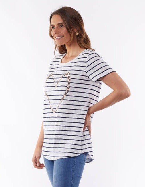 Elm Clothing Full Circle Tee Elm Fundamental Tee Leopard Print Stripe Tee  Leopard Heart Tshirt Basic State Stripe Elm Tee Elm Melbourne Stockist Elm Sydney Stockist Elm Brisbane Stockist Elm Perth Stockist Elm Adelaide Stockist Elm Brisbane Stockist Elm Stripe Tshirt