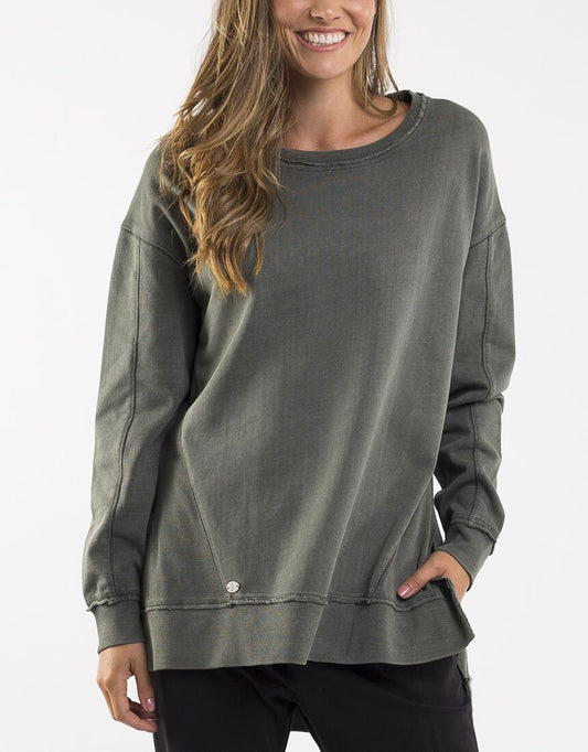 Foxwood Elm Jumper Fleur Crew Khaki Basic State Foxwood Australian Stockist