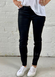 Francine Coated Jeans - Black Faux Leather Pants - Pleather Pants - Basic State Australia 