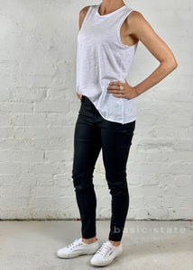 Francine Coated Jeans - Black Faux Leather Pants - Pleather Pants - Basic State Australia 