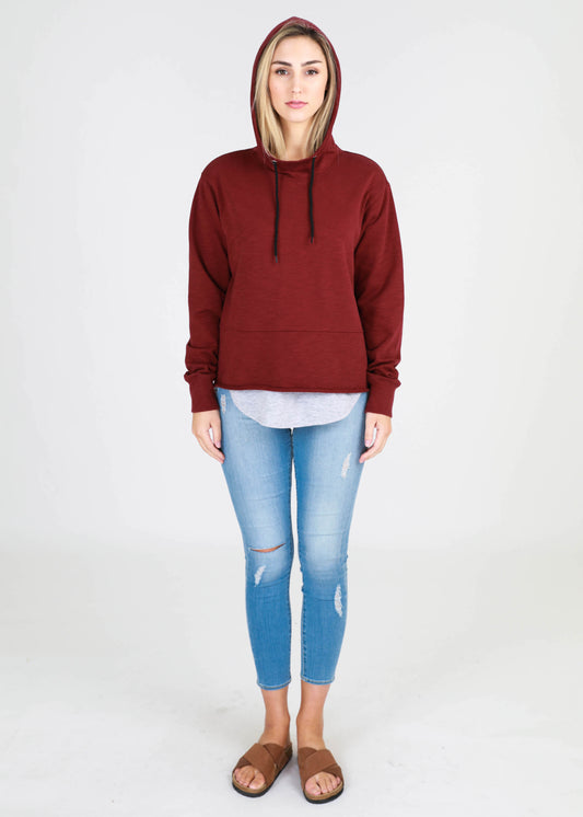Basic State 3rd Story Greta Sweater Greta Jumper Hoodie Wine Coloured Hoodie Layering Hoodie Basic State