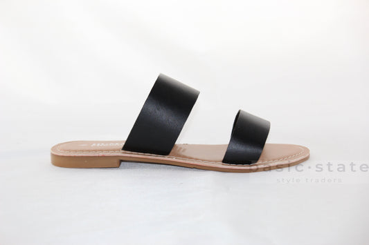 Human Shoes Dakota Leather Black Slides - Dakoda Leather Slides - Basic State Australia