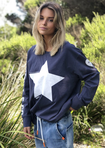 Hammill + Co || Heritage Long Sleeve Tee Navy with White Star