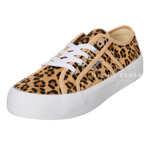 Human Leather Shoes Leopard Print Leather Flatform Sole - Basic State