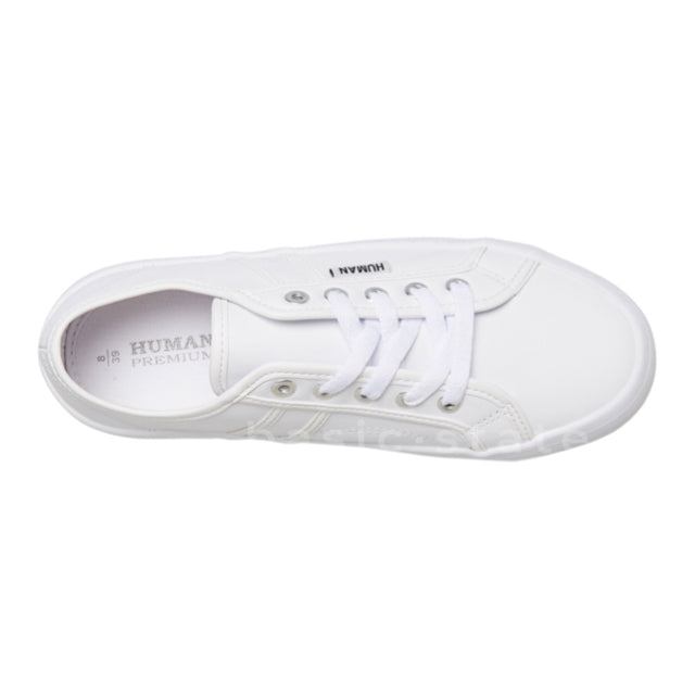 White Leather Cass Human Shoes Leather Flatform Shoes Human Brand Leather Shoes Elevated Soles