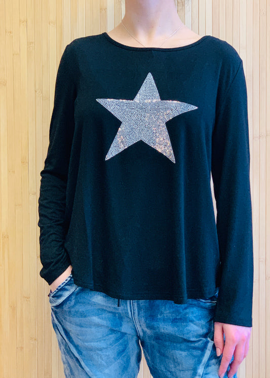 Italian Star Ralph Denim Jeans italian Star Ralph Pants Shona Diamante Star Long Sleeve Tee Diamante Star Top Diamante Star Black Top Basic State Shona Star Top 