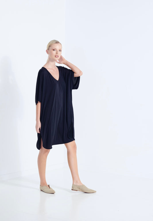 Themis Tee Shirt Drape Dress - Black